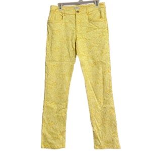 Eric Women’s Yellow Slim Leg Pants in Textured Fabric Sz-10